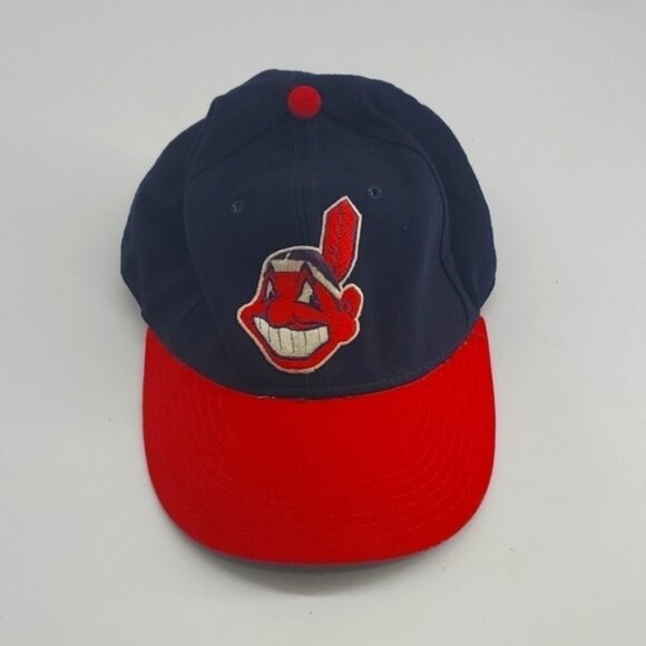 Kids Vintage 90s New Era Diamond Cleveland Baseball Cap Hat Sz 7 - Picture 2 of 16